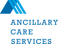 Logo for Ancillary Care Services: blue geometric emblem with the text 'Ancillary Care Services'