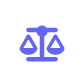 Blue balance scales representing justice and fairness in an icon form for accessibility