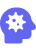 Blue silhouette of a head with gears inside, symbolizing thinking or AI learning