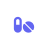 Blue pill and capsule icon (medication symbol).