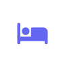 Blue bed icon representing sleeping or sleeping accommodations